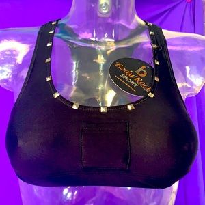 Body Rock Studded/Pocket Racerback Sports Bra XS NWT